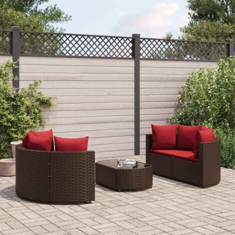 Salon de jardin avec coussins 5 pcs marron résine tressée vidaXL (1/5)