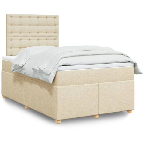 Sommier à lattes de lit avec matelas crème 120x190 cm tissu vidaXL (1/5)