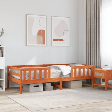 Vidaxl – Cadre de lit simple en bois de pin massif – Dimensions 75x190 cm – Couleur cire marron – Assemblage requis