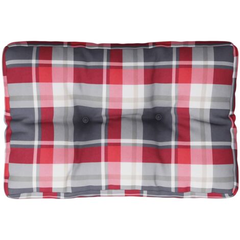 Coussin de palette motif à carreaux rouge 60x40x12 cm tissu vidaXL