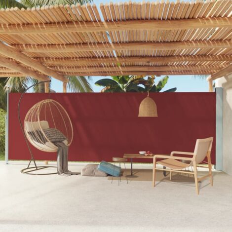 Auvent latéral rétractable de patio 180x600 cm Rouge vidaXL