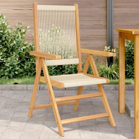vidaXL Folding Chairs 2 pcs Beige Solid Wood Acacia and Polypropylene