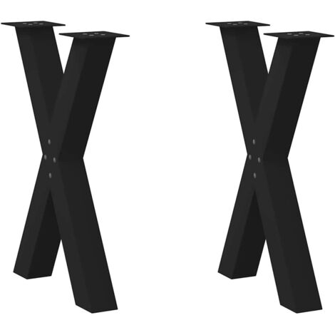 vidaXL Pieds de table à manger forme de X 2 pcs noir 60x(72-73) cm
