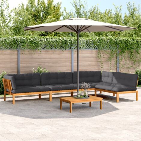 vidaXL Salon palette de jardin avec coussins 5pcs bois d'acacia massif (1/5)