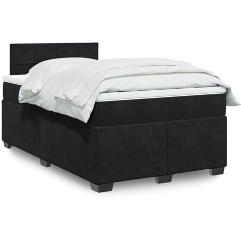 vidaXL Sommier à lattes de lit avec matelas noir 120x190 cm velours (1/5)