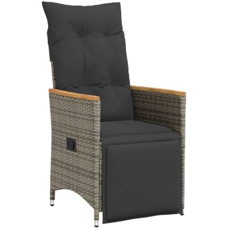 Chaise inclinable de jardin avec coussins gris résine tressée vidaXL