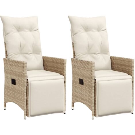 Vidaxl – Chaises inclinables de jardin – Lot de 2 – Coussin épais en poly rotin – Dossier et repose-pied réglables – Cadre en acier robuste (1/5)