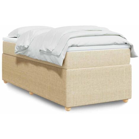 vidaXL Sommier à lattes de lit et matelas Crème 90x190 cm Tissu (1/5)