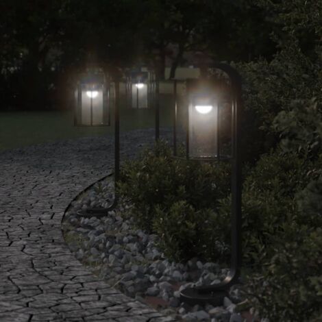 vidaXL Lampadaires d'extérieur 3 pcs noir 60 cm acier inoxydable (1/5)
