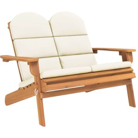 Vidaxl – Banc de jardin Adirondack pliable en bois d'acacia massif – 126 x 84 x 90 cm – 2 coussins confortables – Capacité 110 kg par siège