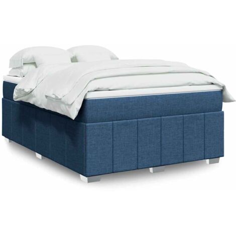 Sommier à lattes de lit avec matelas Bleu 140x190 cm Tissu vidaXL (1/5)