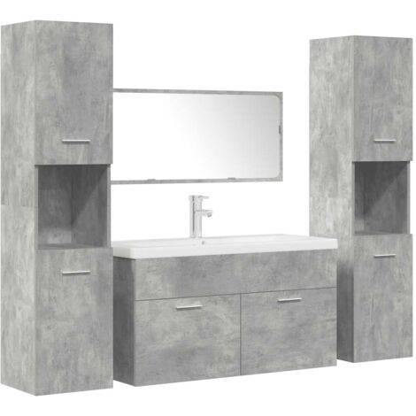 vidaXL Ensemble de meubles de salle de bain 5 pcs gris béton (1/6)