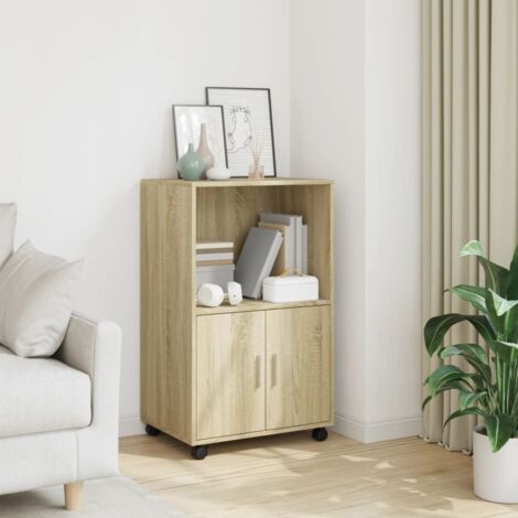 vidaXL Rolling Cabinet Sonoma Oak 55x40x91 cm Engineered Wood