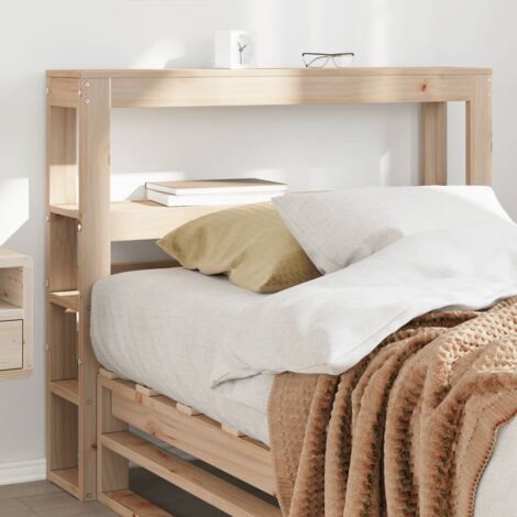 Vidaxl – Tête de lit 75 cm en bois massif de pin – Avec étagères de rangement – Dimensions 81 x 19 x 82 cm – Style rustique