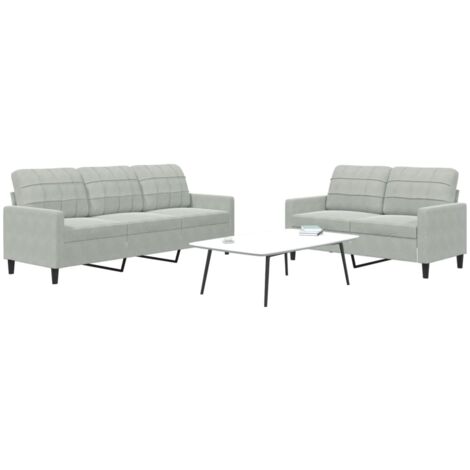 Vidaxl – Ensemble de canapés 2 pcs avec coussins – Tissu velours doux – Cadre en métal robuste – Confort optimal pour salon (1/5)