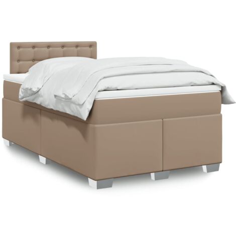 vidaXL Sommier à lattes de lit matelas cappuccino 120x190cm similicuir (1/5)