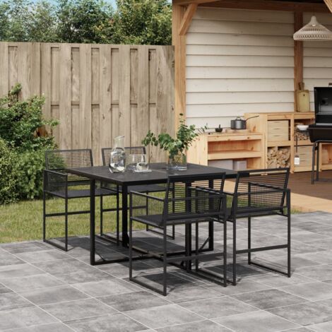 vidaXL Ensemble à manger de jardin 5 pcs Noir Résine tressée (1/5)