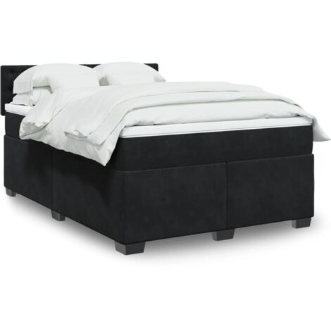 vidaXL Sommier à lattes de lit et matelas Noir 160x200 cm Velours