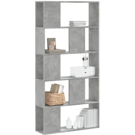 vidaXL Bibliothèque 5 niveaux gris béton bois d'ingénierie
