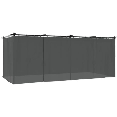 Vidaxl – Tonnelle avec rideaux anthracite 6x3 m – Cadre acier inoxydable – Toit rétractable en polyester résistant aux UV – 4 parois à rideaux