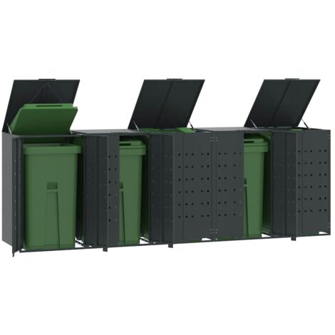 Rangement à roulettes pour poubelles pour 5 bacs anthracite vidaXL