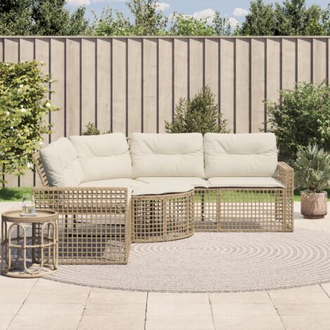 Vidaxl – Canapé de jardin en L rotin avec coussins épais – Dimensions 208 x 208 x 80 cm – Housse amovible et lavable – Résistant aux intempéries