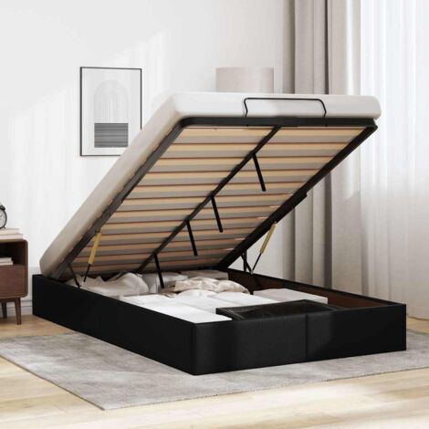 Vidaxl – Cadre de lit ottoman noir 120x190 cm – Similicuir durable – Mécanisme de levage hydraulique – Rangement sous le lit