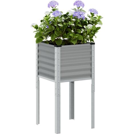 vidaXL Garden Planter Grey 45x45x88 cm Steel