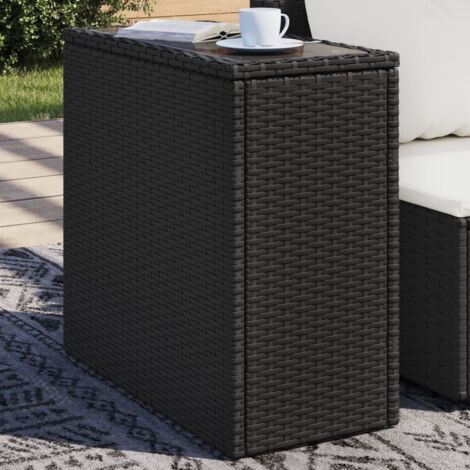 Vidaxl – Table d'appoint de jardin en poly rotin avec dessus en verre trempé – Résistant aux intempéries – Cadre en acier robuste – 60x60x45cm