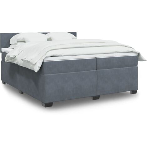 vidaXL Sommier à lattes de lit et matelas Gris foncé 200x200cm Velours