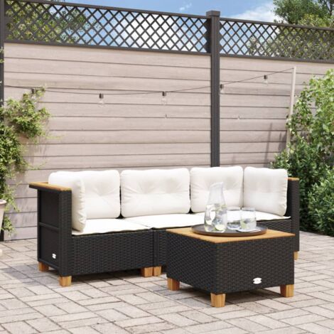 Vidaxl – Canapé de jardin 3 places en résine tressée noire – Coussins épais amovibles – Dimensions 190,5 x 63,5 x 62 cm – Résistant aux UV