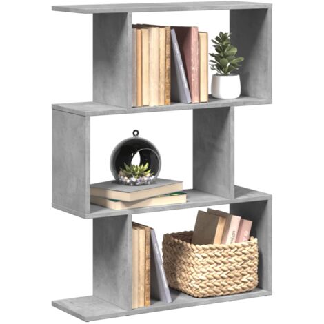 Vidaxl – Étagère séparatrice de pièce 3 niveaux – Dimensions 70x24x97 cm – Bois d'ingénierie gris béton – Capacité 70 kg – Compartiments de rangement optimisés