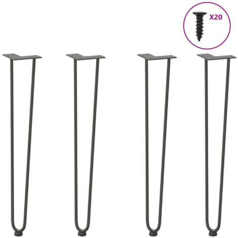 Pieds en épingle à cheveux pour consoles, lot de 4, anthracite, 72 cm, acier massif vidaXL