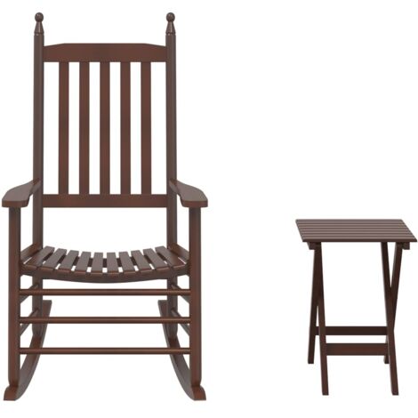 vidaXL Chaise Ă bascule avec table pliable marron bois massif peuplier (1/5)