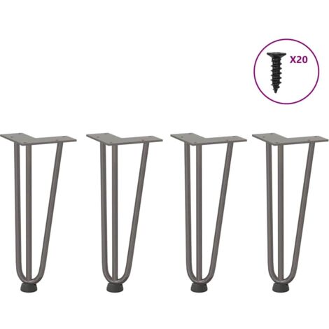 Pieds en épingle à cheveux pour table basse 4 pièces Acier naturel 30 cm Acier massif vidaXL
