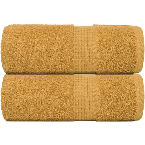 Serviettes d'invité 2 pcs doré 30x50 cm 360 g/m² 100% coton vidaXL
