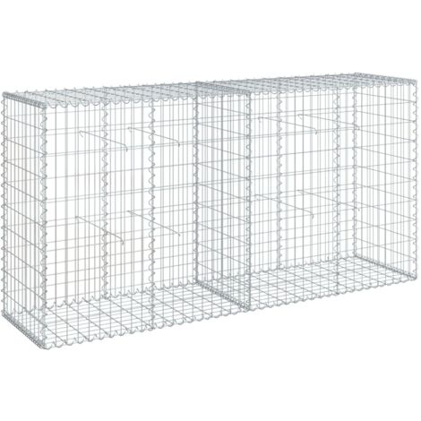 Vidaxl – Panier gabion avec couvercle 200x50x100 cm – Fer galvanisé résistant à la corrosion – Assemblage sans outil – Pour murs de soutènement