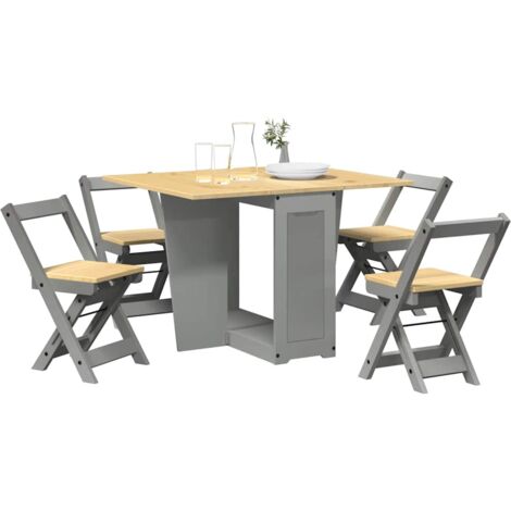vidaXL Ensemble à manger papillon 5 pcs Corona pliable gris bois pin