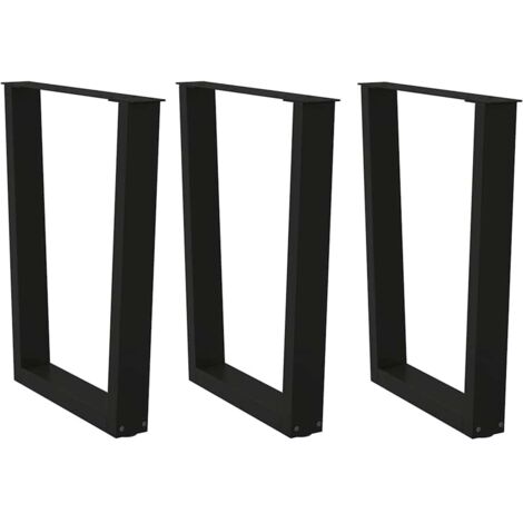 vidaXL Pieds de table à manger forme de V 3 pcs noir 70x(72-73,3) cm