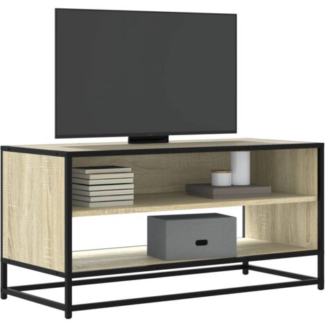 vidaXL TV Cabinet Sonoma Oak 91x40x46 cm Engineered Wood and Metal (1/5)