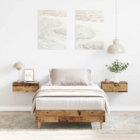 Vidaxl – Cadre de lit 90x190 cm en vieux bois d'ingénierie – Sommier à lattes inclus – Pieds robustes pour stabilité – Assemblage requis (1/5)