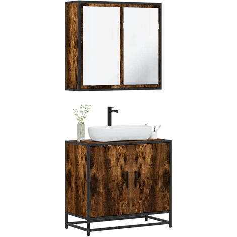 Ensemble de meubles de salle de bain 2 pcs Chêne fumé vidaXL (1/5)