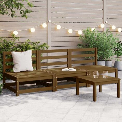 vidaXL Canapés centraux de jardin 3 pcs marron miel bois de pin massif