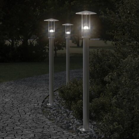 vidaXL Lampadaire d'extérieur argenté 100 cm acier inoxydable (1/4)