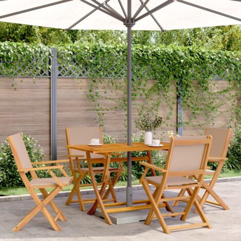 Chaises de jardin pliantes lot de 4 taupe tissu et bois massif vidaXL