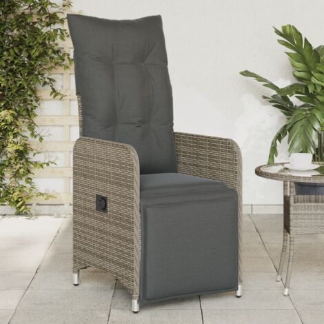 vidaXL Chaises inclinables de jardin lot de 2 et coussins gris rotin (1/5)