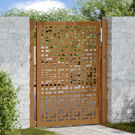 vidaXL Portail de jardin 100x125 cm en acier patiné avec croix (1/5)
