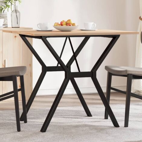 vidaXL Table à manger cadre en Y 90x90x75 cm bois de pin massif acier