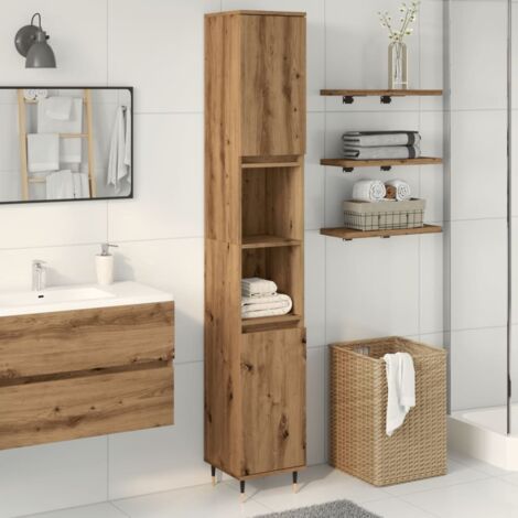 Vidaxl – Meuble sous vasque simple 30x30x190 cm – Bois d'ingénierie – 4 compartiments avec portes – Installation flexible des portes – Pieds en fer
