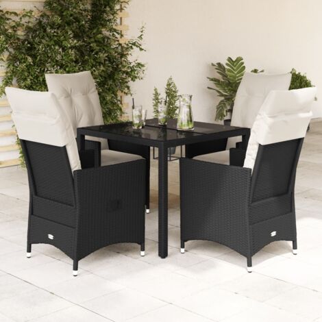 vidaXL Ensemble à manger de jardin coussins 5pcs Noir Résine tressée (1/5)
